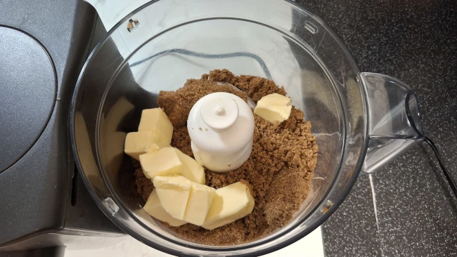brown sugar and butter in mixer
